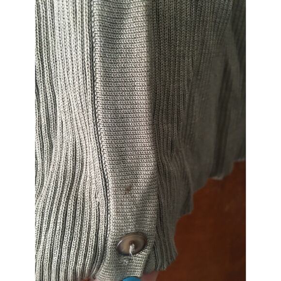 Anna Gray Ladies' L Large Cardigan, Button Front, Cream Grey/Green Silk - Picture 5 of 9